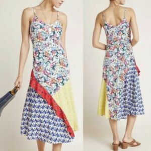 Anthropologie Multicolor Patchwork Midi Dress